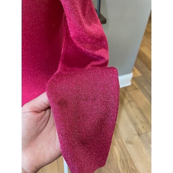 Alice + Olivia Issa Turtleneck Puff Sleeve Dress Wild Pink Metallic Womens Size - Picture 8 of 12